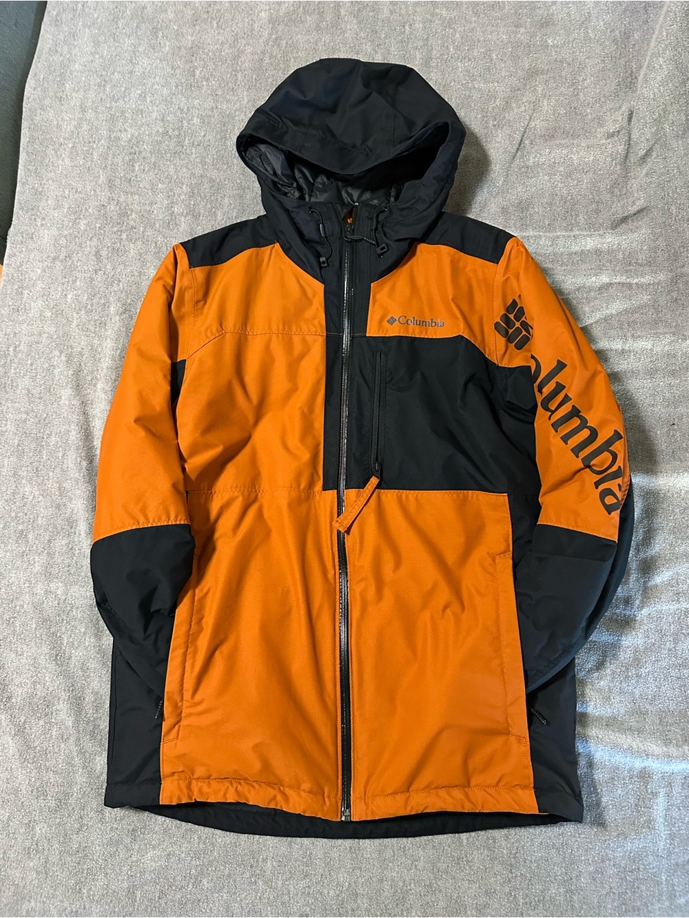 Columbia Orange and Black Ski Jacket with Hood